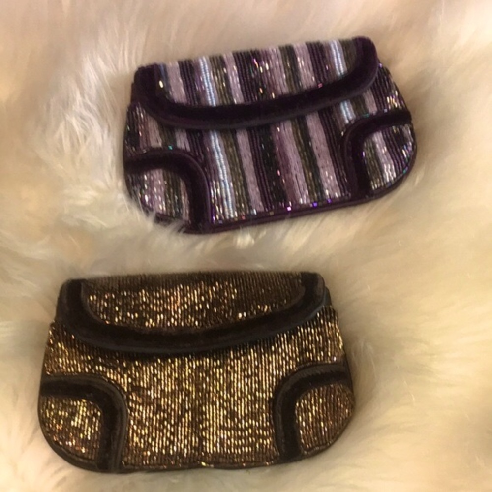 2 Liz Claiborne Vintage Beaded Mini Clutch Bags